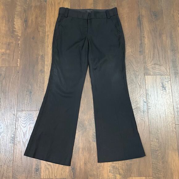 BCBGMaxazria Caroline Wool Blend Pinstriped Shimmer Wide Leg Black Trousers - Picture 1 of 5